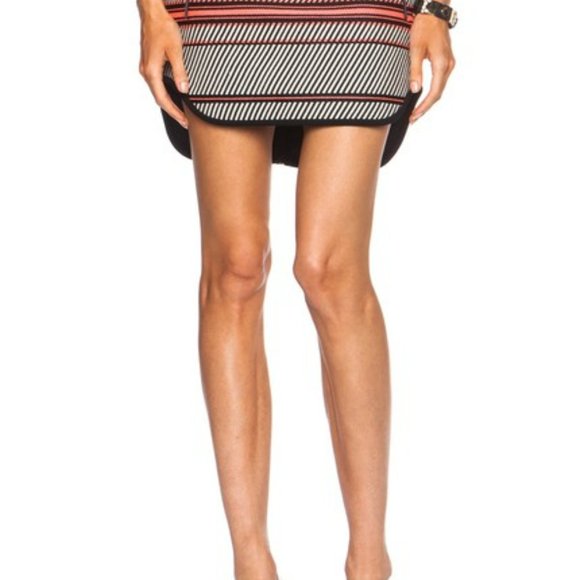 Rag & Bone New York Angular Stripe Embroidered Mini skirt Black White Pink - Picture 13 of 16